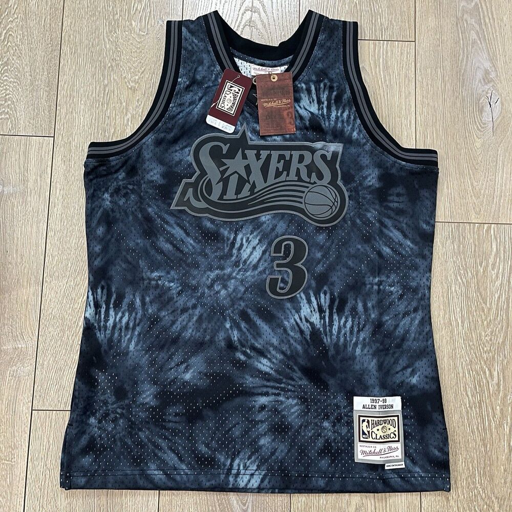 Mitchell & Ness Allen Iverson Philadelphia 76ers 97-98 Black Tie-Dye Jersey Sz L